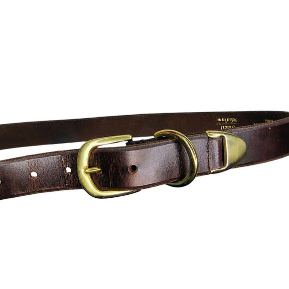 1980s Gloria Vanderbilt Brown Leather Belt Brass Hardware Tip Gently Used Medium main image 5